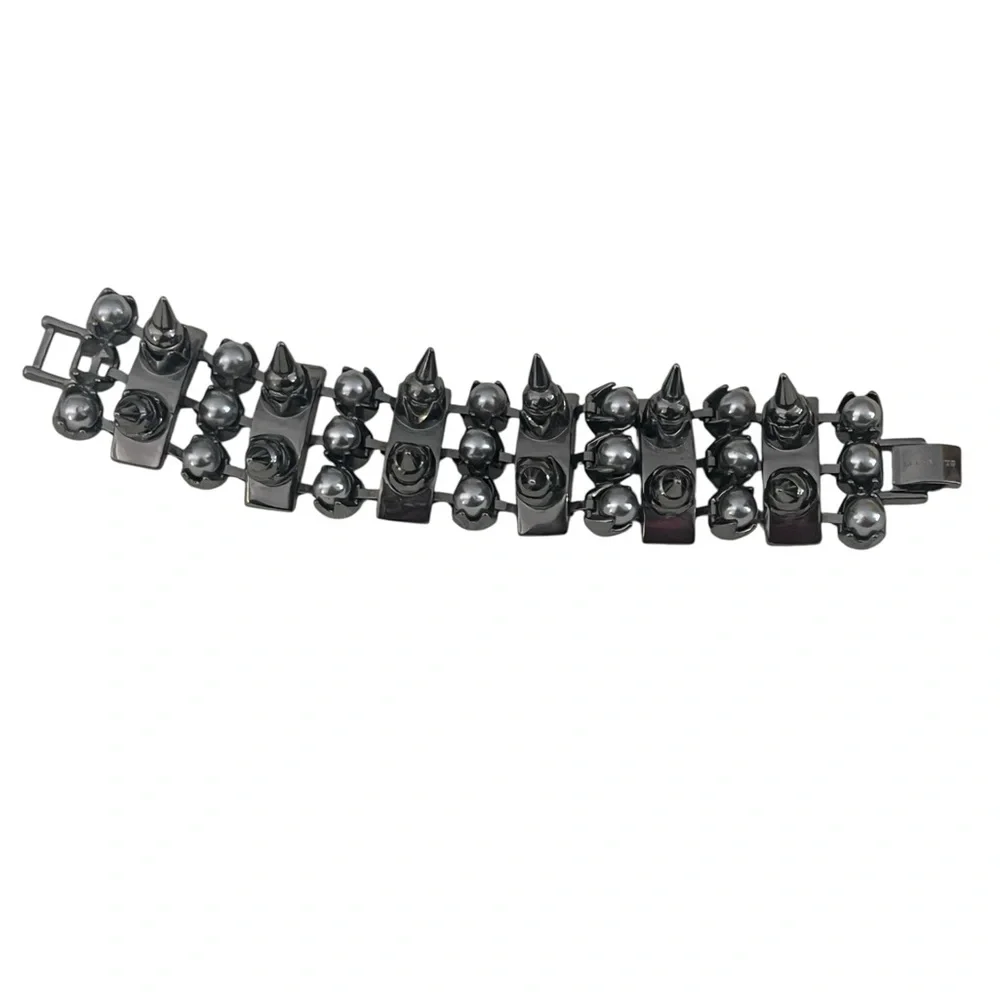 All Saints Haematite Drexel Spike Pearl Bracelet Haematite 8.25” - Picture 3 of 7